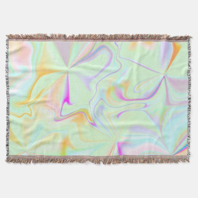 Abstract Hologram Faux Colourful Pattern Throw Blanket (Front)
