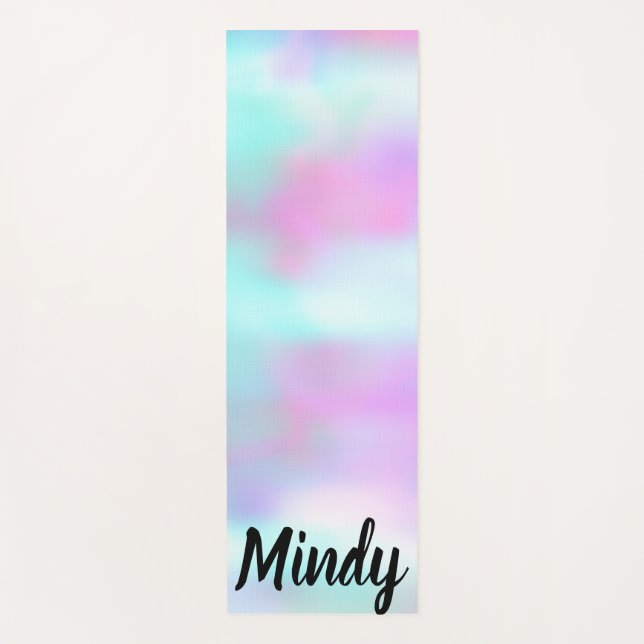 Abstract Hologram  Rainbow Pink Blue Yoga Mat (Front)