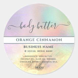 Abstract holographic gold modern script product classic round sticker