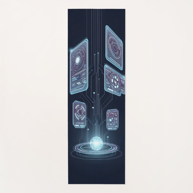 Abstract holographic interface floating  yoga mat (Front)