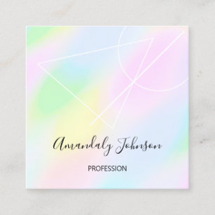 Abstract Holographic Pastels Geometry Professional Square Business Card