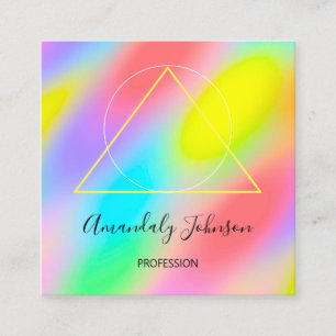 Abstract Holographic Rainbow Modern Square Business Card