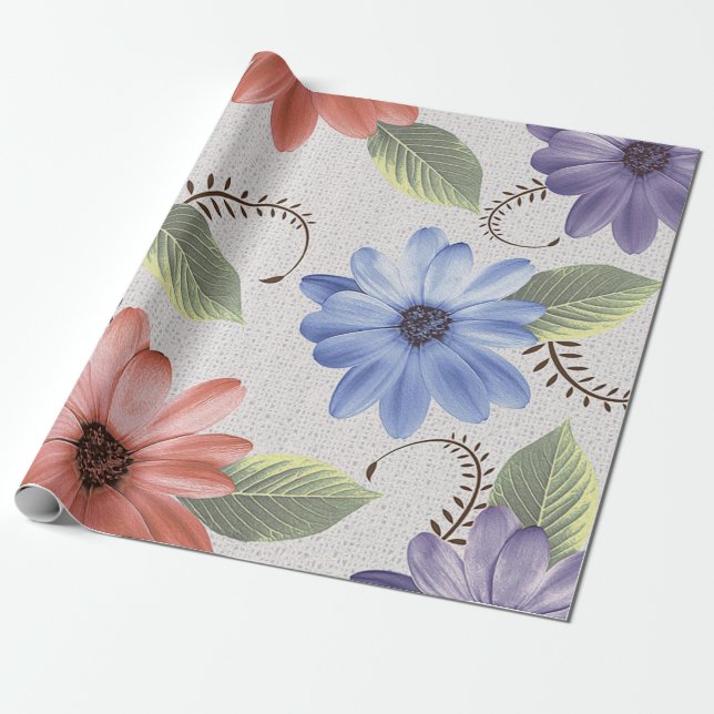 abstract home decorative flower oil paint wall til wrapping paper (Unrolled)