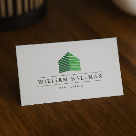 Abstract Home Logo Green/Grey Business Card