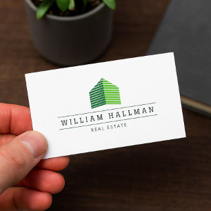 Abstract Home Logo Green/White Business Card