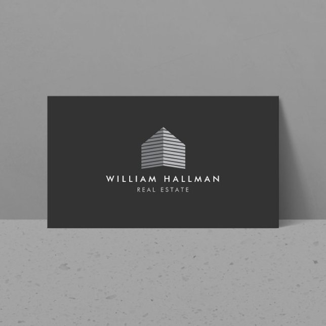 Abstract Home Logo Grey/Dark Grey Business Card (Creator Uploaded)