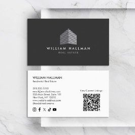 Abstract Home Logo Grey/Dark Grey QR code Business Card