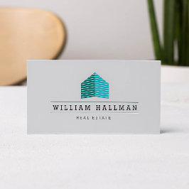 Abstract Home Logo Teal/Grey Business Card
