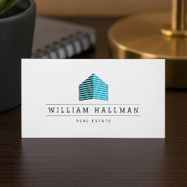 Abstract Home Logo Teal/White Business Card
