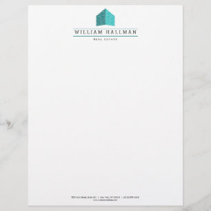 Abstract Home Logo Teal/White Letterhead Design