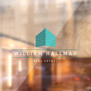 Abstract Home Logo Teal/White Window Cling