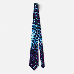 Abstract Honeycomb Design blue and purple Tie