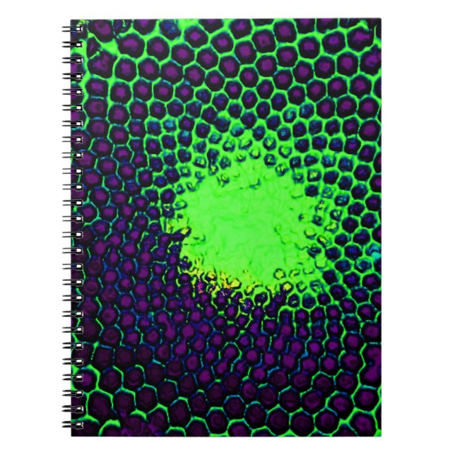 Abstract Honeycomb Design green and purple Spiral Notebook (Front)