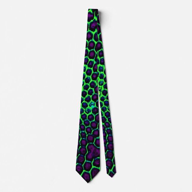 Abstract Honeycomb Design green and purple Tie (Front)
