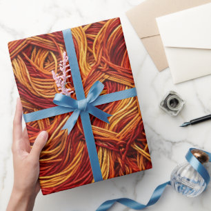 Abstract Honeycomb Fire Red Thread Wrapping Paper
