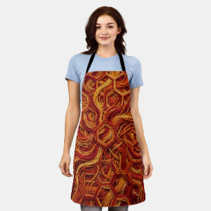 Abstract Honeycomb Hexagon Fire Red Thread Apron