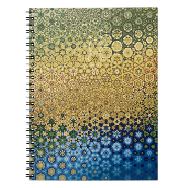Abstract  honeycomb yellow and blue pattern art notebook (Front)