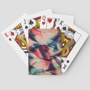 Abstract hoops over yummy red and blue background  playing cards