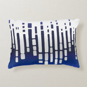 Abstract horizon, navy blue, white, light grey decorative cushion