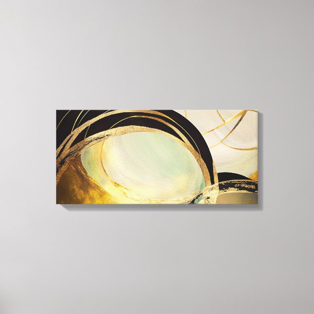 Abstract Horizontal Canvas with Golden Effect Print (Front)