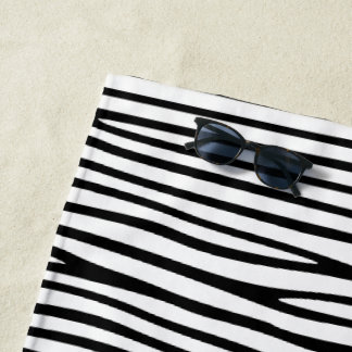 Abstract horizontal lines_black beach towel