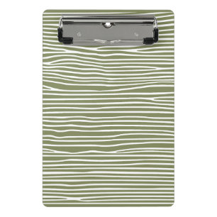 Abstract horizontal lines_white over olive green mini clipboard