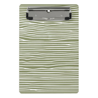 Abstract horizontal lines_white over olive green mini clipboard