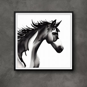  Abstract Horse   Black and White Poster