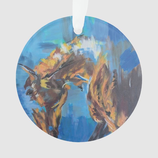 Abstract Horse Blue Painting Ornament (Front)