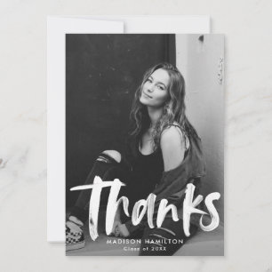 Abstract Hot Pink Brushtrokes Photo Graduation Thank You Card