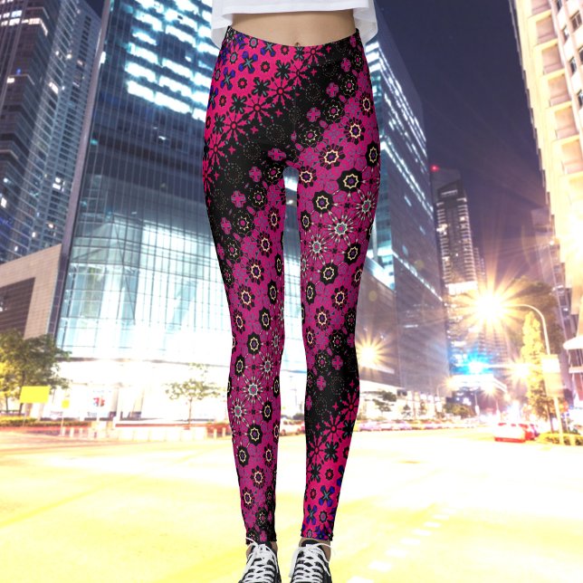 Abstract Hot Pink Pattern Leggings (Creator Uploaded)