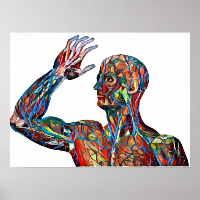 abstract human anatomy man veins arteries art poster (Front)