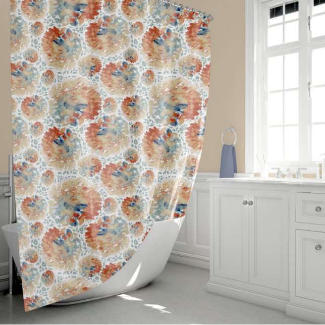 Abstract Hydrangea Blooms in Fall Colours Shower Curtain (Abstract Hydrangea Blooms in Fall Colors Shower Curtain by Jenn Steffen Art for Studio Posies.)