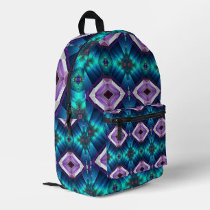 Abstract IKAT Kaleidoscope Gemstone Psychedelic Printed Backpack