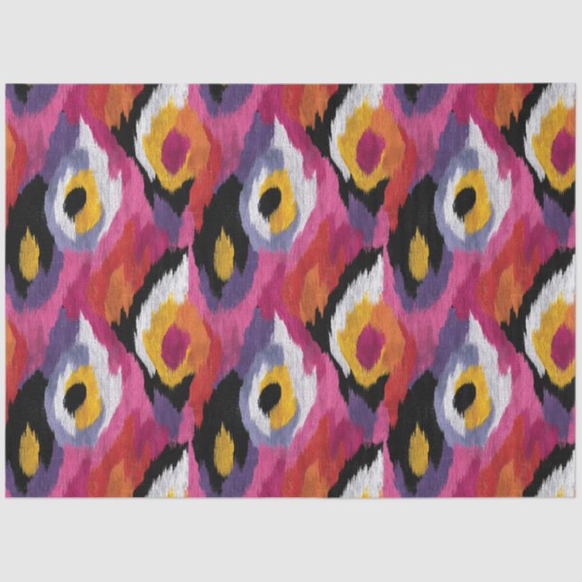 Abstract Ikat Pattern Colourful Decoupage Tissue Paper (Front)