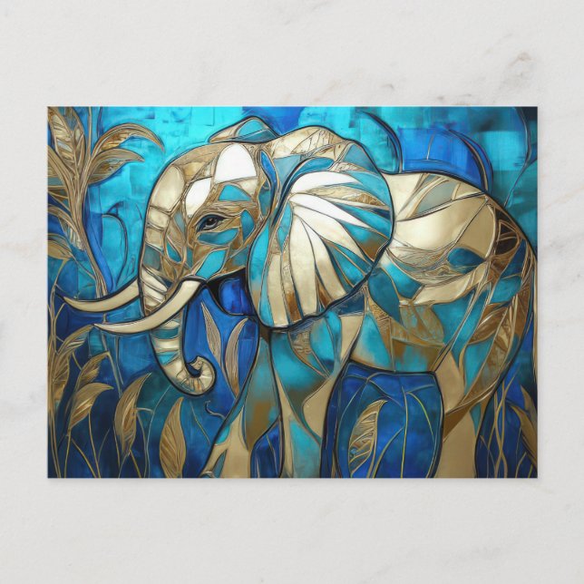 abstract illustration of an elephant postcard (Front)