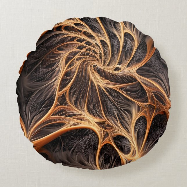 Abstract image - 3D Fractal, digital art, braun Round Cushion (Front)