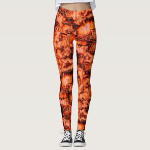 Abstract image carved mosaic in shades of grey thr leggings