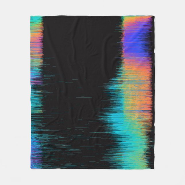 Abstract image of glitched LED screen. Broken vide Fleece Blanket (Front)