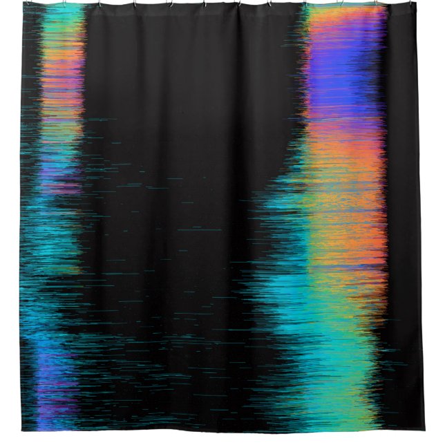 Abstract image of glitched LED screen. Broken vide Shower Curtain (Front)
