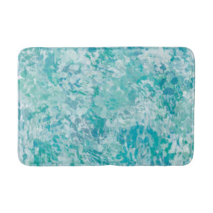 Abstract impressionist blue mint bath mat