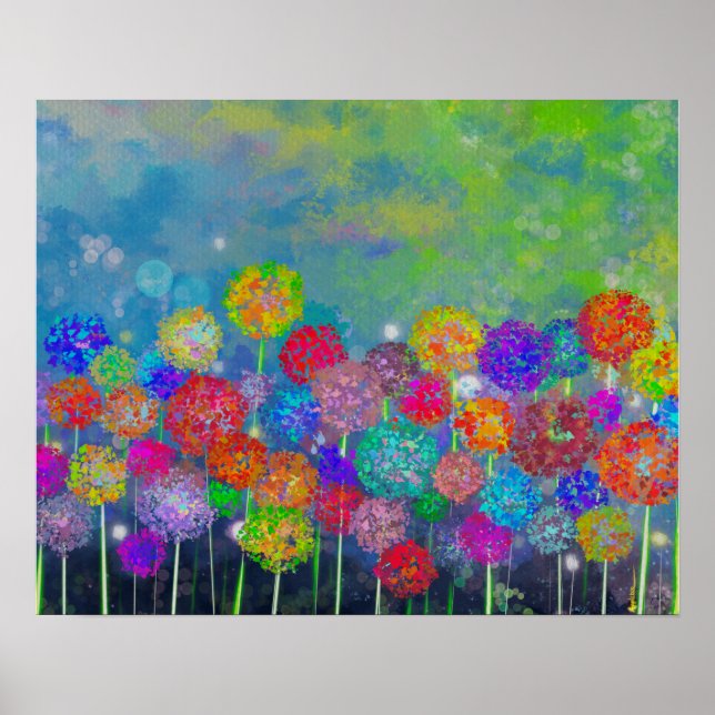 Abstract impressionist field of flowers canvas pri poster (Front)