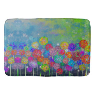 Abstract impressionist field of flowers  shower cu bath mat