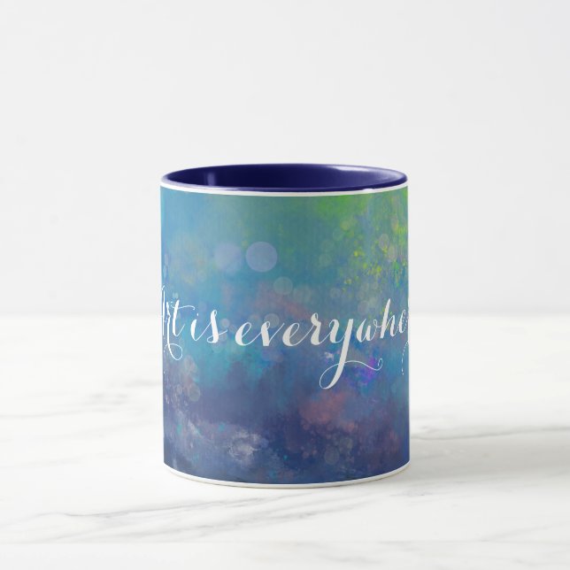 Abstract impressionist watercolor lily pond mug (Center)