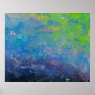 Abstract impressionist watercolor lily pond poster