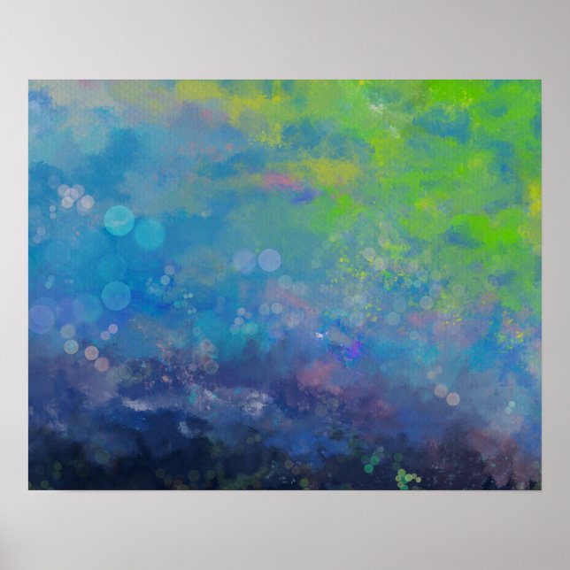 Abstract impressionist watercolor lily pond  poster (Front)
