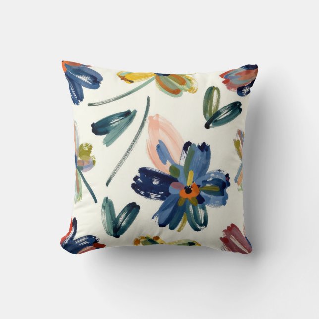 Abstract Impressionist Wildflower Pattern with Bol Cushion (Front)