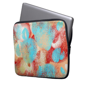 Abstract in Aqua-Blue, Red, and Yellow Laptop Sleeve