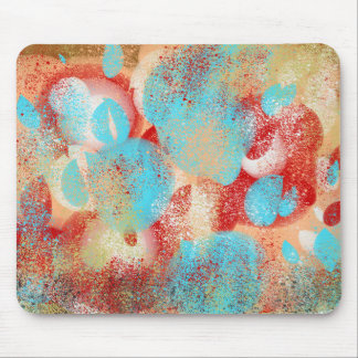 Abstract in Aqua-Blue, Red, and Yellow Mouse Pad