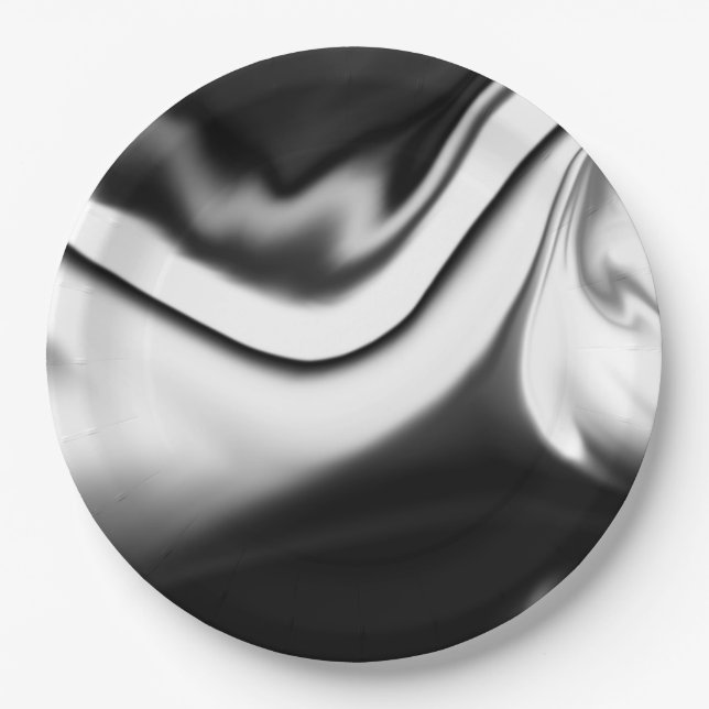 Abstract in Black and white Paper Plate (Front)